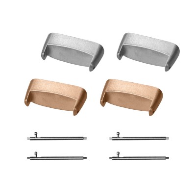 Set 4 Adaptori prindere curea de 18 mm Kwmobile pentru Fitbit Charge 6/Charge 5, Argintiu/Auriu, Otel, KWM0000255G002C foto