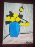 TABLOU PE PANZA CU SASIU NOU 30X40 CM VAS CU LALELE PRET DOAR 10 LEI