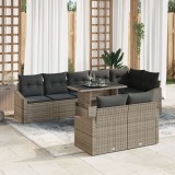 Gossi set de canapea de gradina cu 9 piese si perne gri din ratan poliester