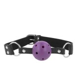 KINK - BREATHABLE BALL 4 CM GAG WITH DOUBLE RIVET PURPLE 62.5 x 2.5 CM ADJUSTABLE 42-58 CM, KINK COLLAR &amp; GAG