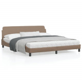 VidaXL Cadru de pat cu tăblie, cappuccino, 180x200 cm, piele ecologică