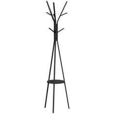 HOMCOM Cuier &icirc;n Formă de Pom Design Modern, Metal Negru, Ideal pentru Hol, 45x45x180 cm | Aosom Romania