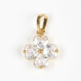 Panadantiv placat cu aur 14 k trifoi cu pietre zirconice
