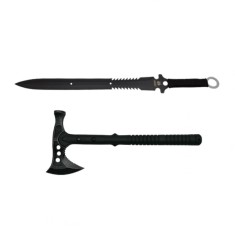Set topor si sabie de vanatoare, DEPOX&reg;, negru, 39 cm, teaca inclusa