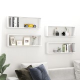 vidaXL Rafturi de perete cub, 4 buc., alb, 80x15x26,5cm lemn prelucrat