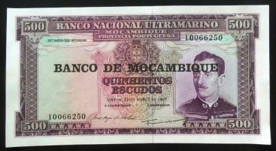 Bancnota 500 ESCUDOS - MOZAMBIQUE (COLONIE PORTUGHEZA) 1967 * Cod 488 - UNC foto