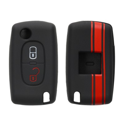 Husa Cheie Auto pentru Peugeot / Citroen - 2 Butoane, Silicon, Negru, 45652.01 foto