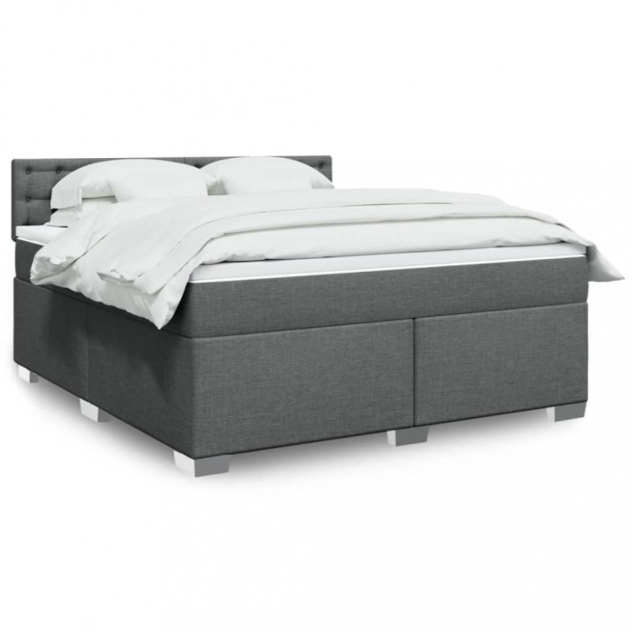 Gossi pat box spring cu saltea, gri inchis, 180x200 cm, textil