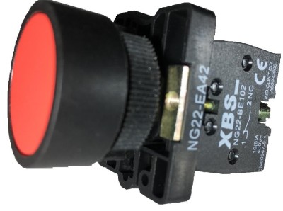 Buton rosu simplu fara lumina cu revenire pentru tablouri electrice 1NC 6A 230V foto
