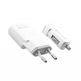 Set Incarcator Telefon Priza+Auto 1A si Cablu Date MicroUSB Forever