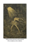 Tablou pictat manual, Balerina stilizata, 90x60cm ulei pe panza in relief, Superb