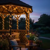 Instalatie luminoasa solara exterior 100 LED alb cald, cablu 12 m, 8 moduri iluminare, IP44, negru Household NewTrend