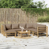 VidaXL Set mobilier de grădină cu perne gri taupe, 8 piese, bambus