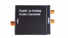 convertor semnal digital COAX sau optic TOSLINK la audio analog RCA foto