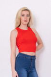 Top basic cropped rosu Pull&amp;Bear, S