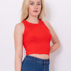 Top basic cropped rosu Pull&Bear