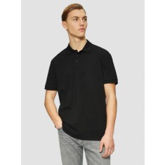 Tricou polo din bumbac, barbati, croiala Regular Fit, Negru (Marime: 2XL)