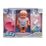 Set Papusa Bebelus Ada cu accesorii, Dollz n More, 23 cm, Roz