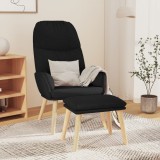 VidaXL Scaun de relaxare cu taburet, negru, textil