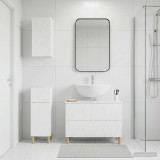 Cumpara ieftin Set de cabinet pentru baie cu 3 piese DELFT Alb foarte lucios