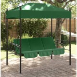 vidaXL Bancă balansoar de grădină cu copertină, verde,&nbsp;oțel