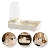 Cumpara ieftin Organizator pentru pensule, cosmetice, canelat, rotativ