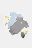Set 2 body Bamboo, blue, BabyCosy, 50% bumbac+50%bambus (Marime: 3-6 Luni)