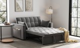 Canapea extensibila One, 140x77x90 cm, 2 locuri, tapiterie catifea, gri inchis, pentru living