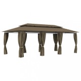 VidaXL Pavilion cu perdele, gri taupe, 600 x 298 x 270 cm, 180 g/m&sup2;