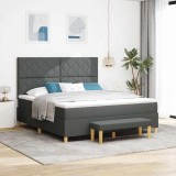 Cumpara ieftin Pat cu arcuri cu saltea Gri &icirc;nchis 180 x 200 cm țesătură