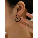 Cumpara ieftin Cercei Inimioara Minimalista Neagra, 2.4x2.4cm - 33789