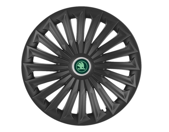 Set 4 capace roti pentru Skoda Nou Verde, model Joy Black, R16