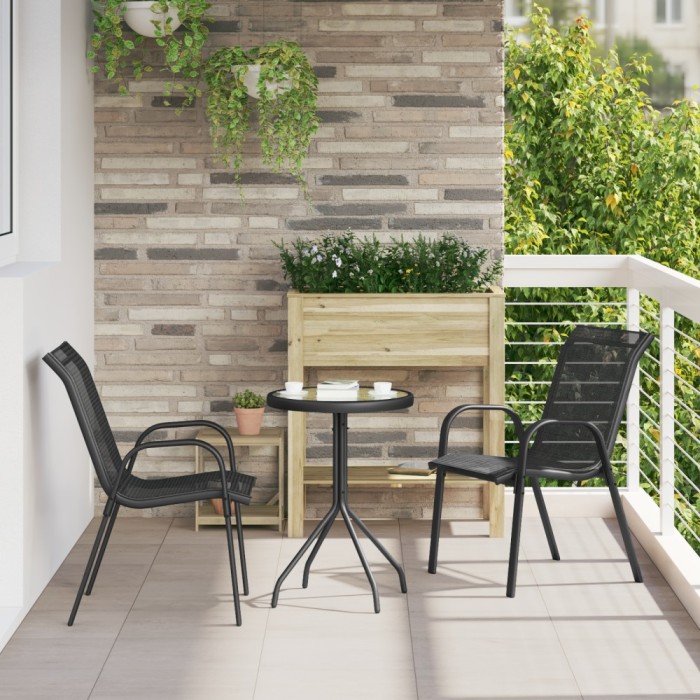 vidaXL Set Bistro 3 Piese Negru Textilenă și Oțel