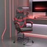 Scaun gaming pivotant/suport picioare negru/roșu vin piele eco