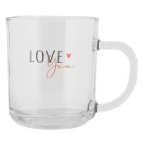 Cumpara ieftin Cana sticla multicolora Love 11x8x9 cm / 200 ml