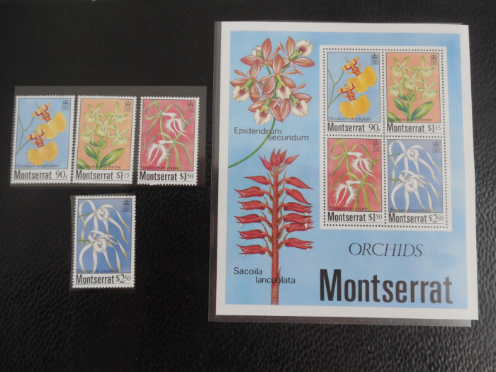 Montserrat-Orhidee-serie completa si bloc-nestampilate