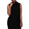 H524-1 Rochie scurta stil pulover tricotat cu guler inalt