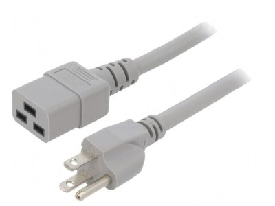 Cablu Alimentare IEC C19 la NEMA 5-15 5m Gri 15A foto