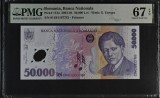 50000 lei 2001 PMG67 UNC bancnota gradata