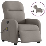 vidaXL Fotoliu electric de masaj rabatabil, gri taupe, textil