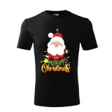 Tricou Craciun Personalizat Mos Craciun Merry Christmas Bumbac Negru Cadou Femei Barbati
