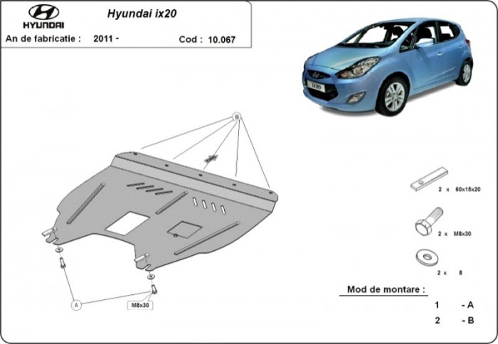 Scut motor metalic Hyundai IX20 2010-2019