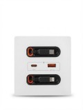 Priza de perete Rovo AAC, Incarcare Rapida 20W, Cabluri retractabile, USB-C si Lightning, Porturi USB-A si USB-C, 16A