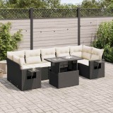 Cumpara ieftin Gossi set mobilier de gradina cu perne, 8 piese, negru, poliratan