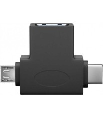 Adaptor USB 3.0 A mama la micro USB tata +USB Type C tata negru Goobay