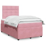 Cumpara ieftin Pat box spring cu saltea, negru, 120x190 cm, catifea