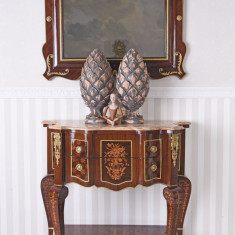 Consola baroc cu oglinda din lemn masiv furniruit BAR033