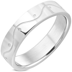 Inel din oțel inoxidabil - linie ondulată 6 mm - Marime inel: 67