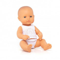 Papusa bebelus educativa 32 cm - Fetita caucaziana buneta foto