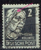 GERMANIA , ZONA SOVIETICA -1948 PERSONALIATATI KATHE KOLLWITZ , EROARE, Stampilat